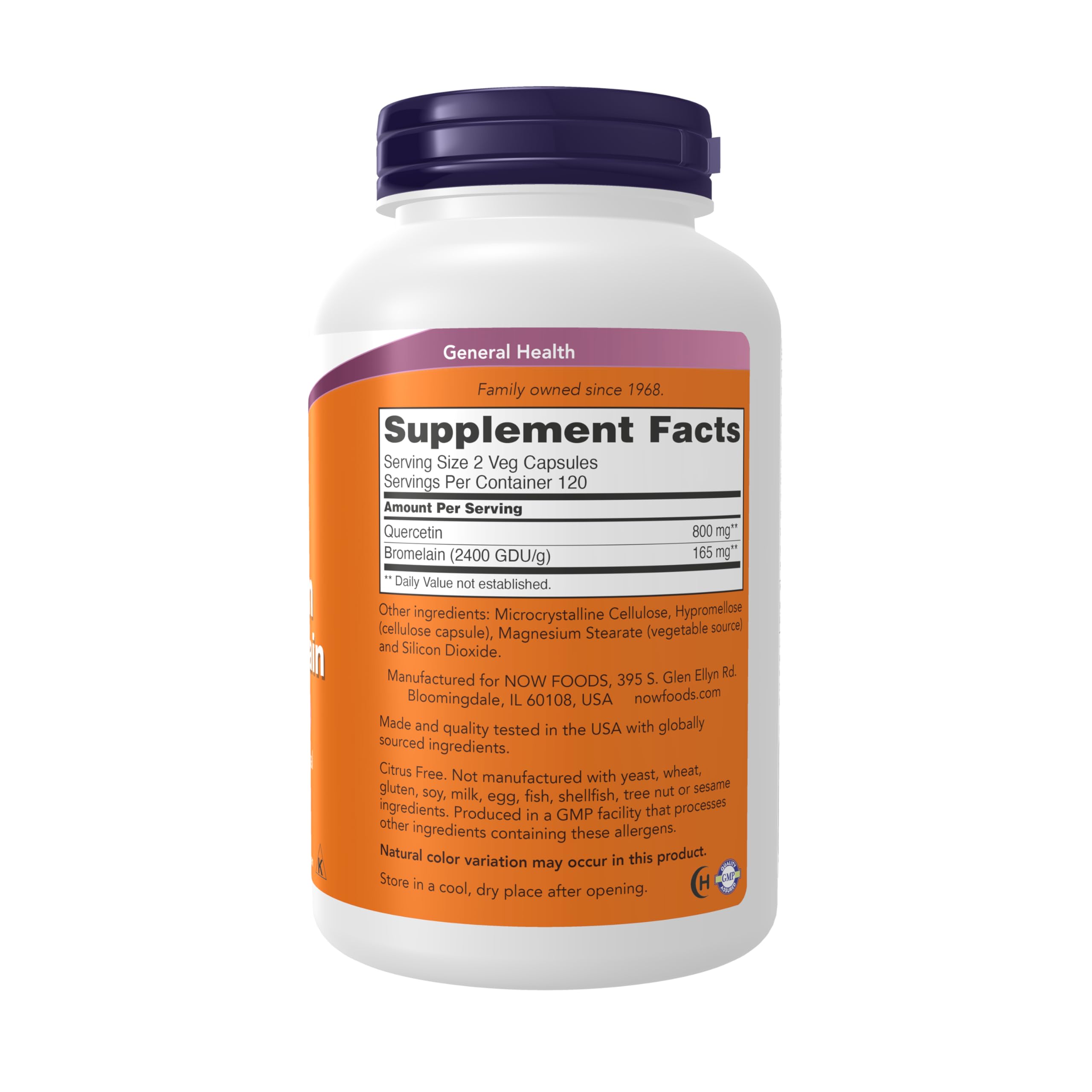 Quercetin with Bromelain capsules closeup suitable for daily immune support.