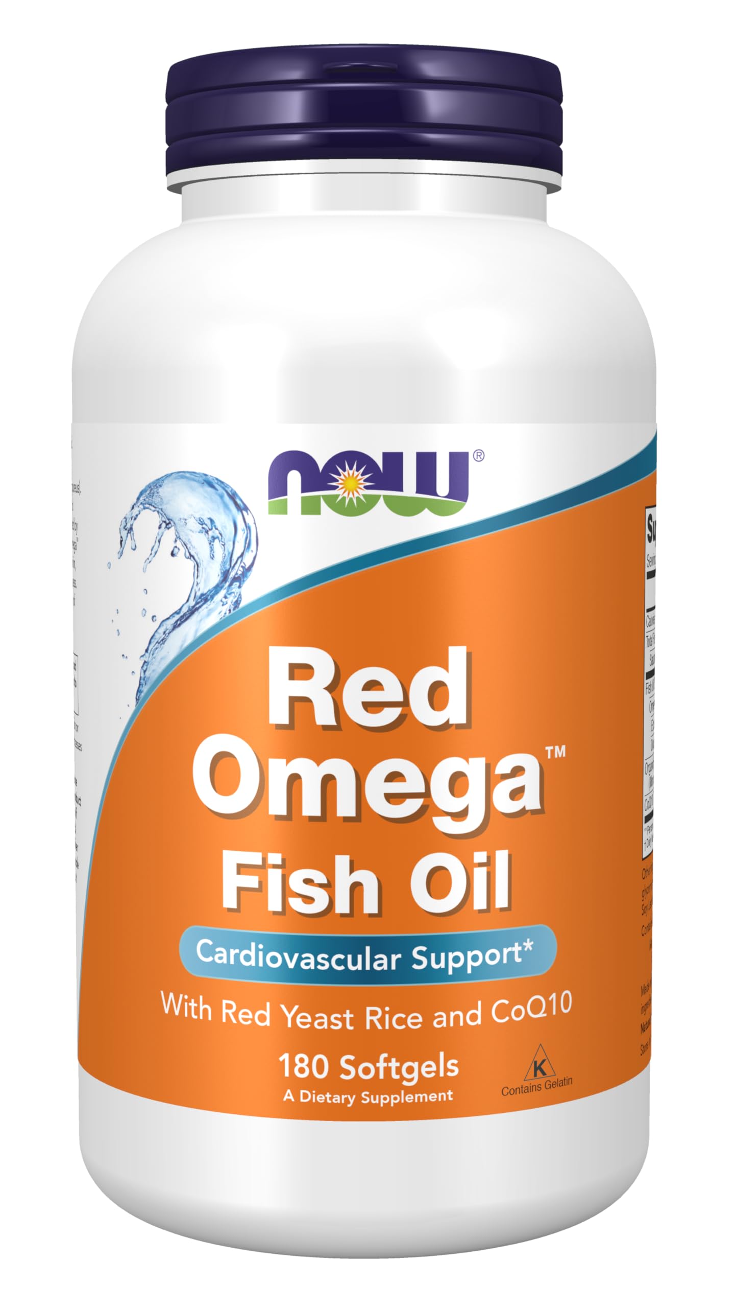 NOW Foods Red Omega bottle front showing cardiovascular support for daily wellness