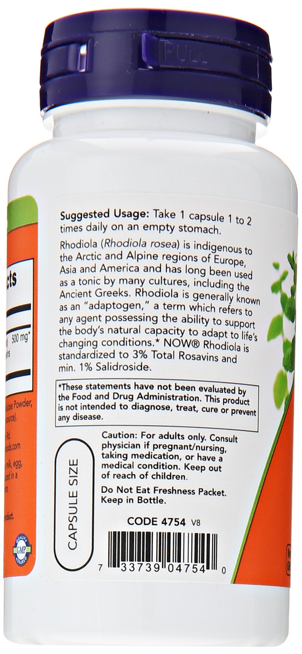 NOW Foods Rhodiola Rosea capsules close-up, ready for daily adaptogenic support.