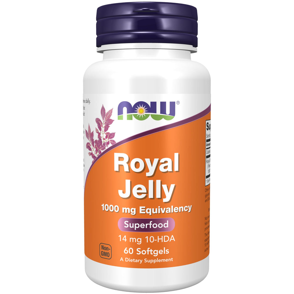 NOW Foods Royal Jelly softgels bottle front showing 1000 mg potency for daily support