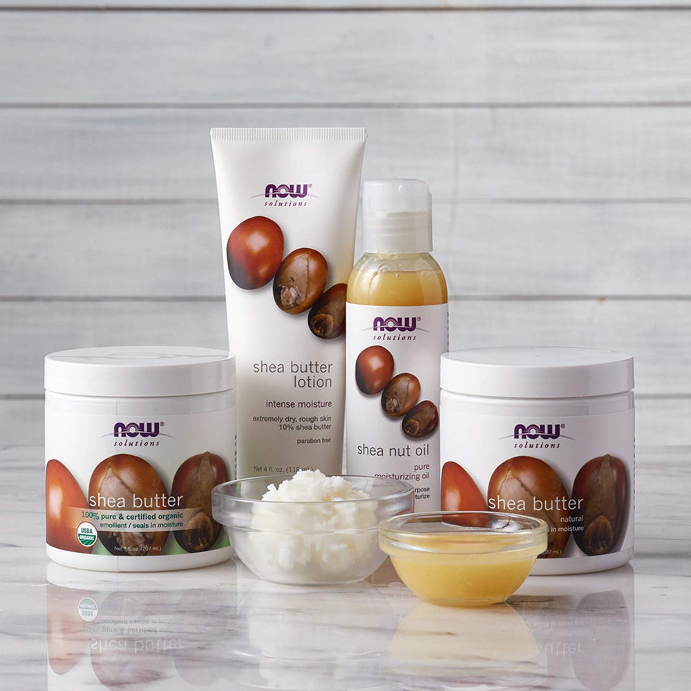 NOW Foods Shea Nut Oil on hair delivers smoother, lustrous strands.