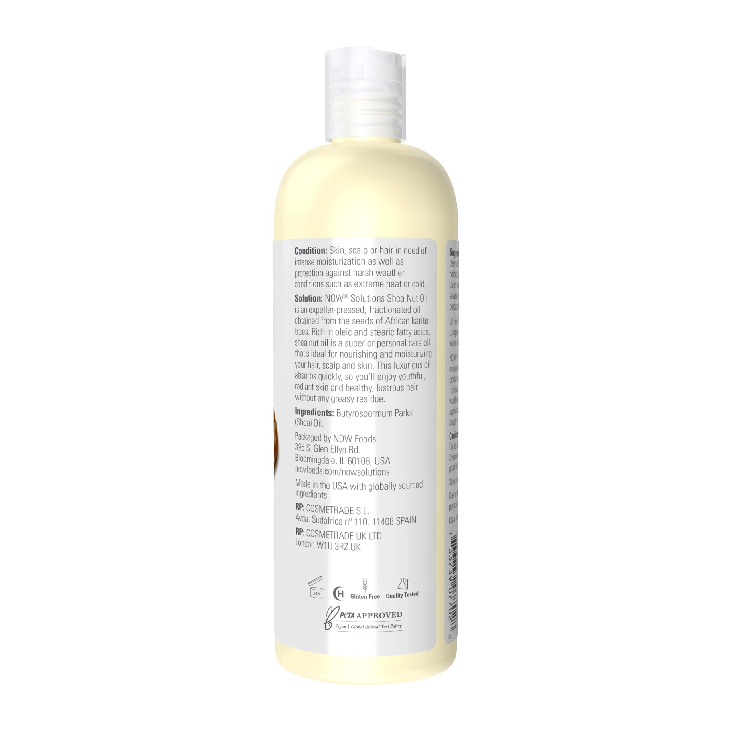 NOW Foods Shea Nut Oil pour captures quick absorption without a greasy finish.