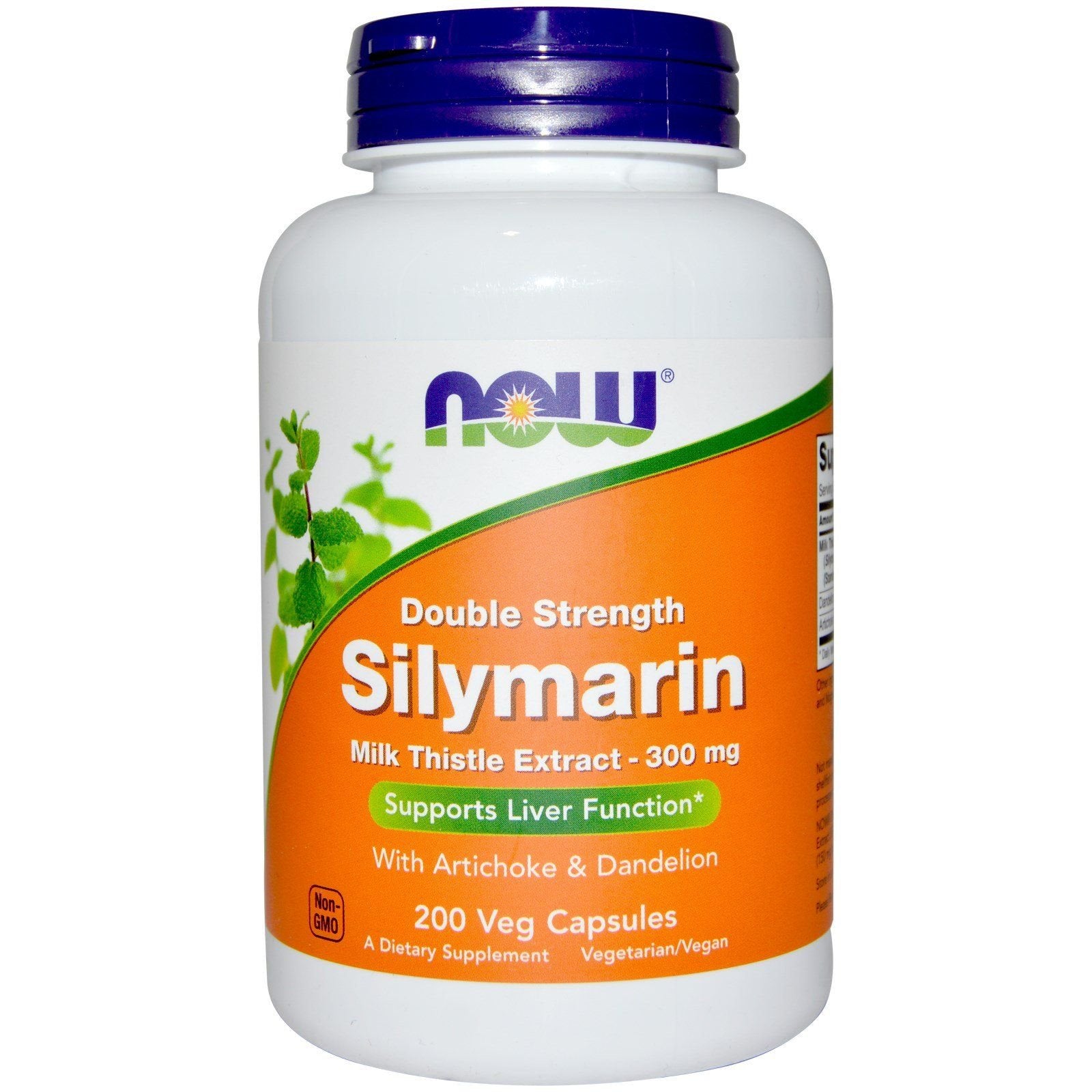 NOW Foods Silymarin milk thistle bottle with artichoke and dandelion for liver support