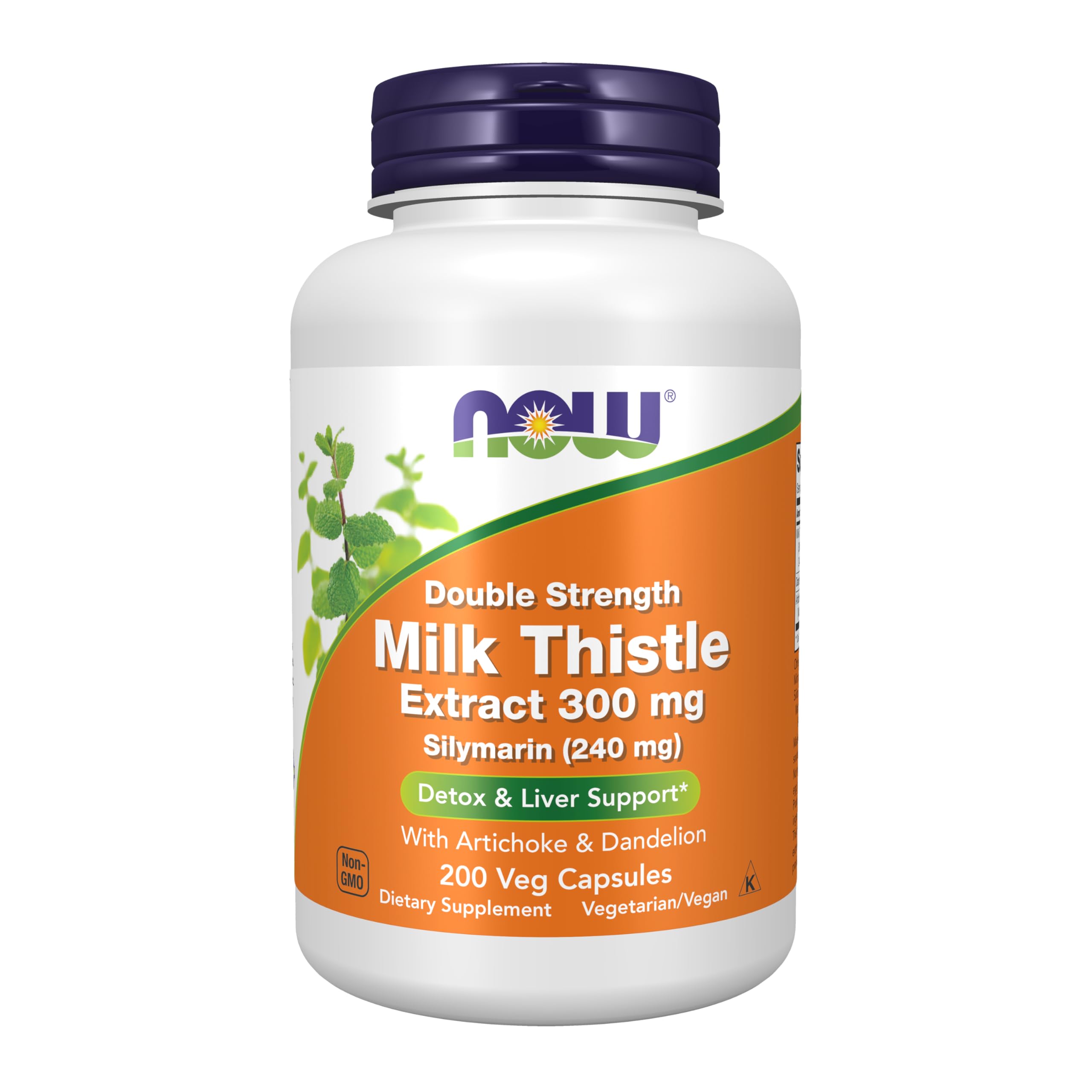 NOW Foods Silymarin bottle front with double strength milk thistle.