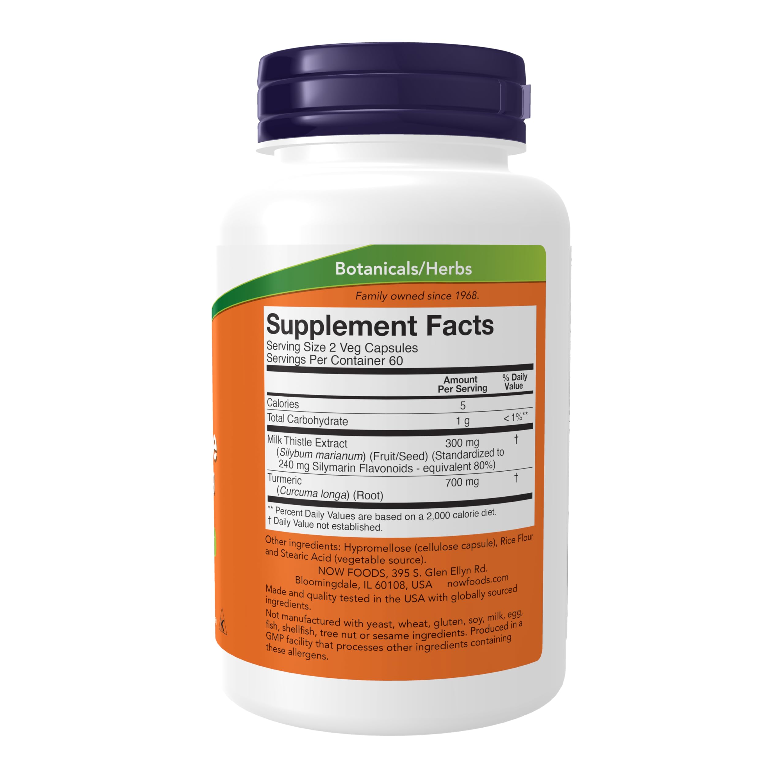 NOW Foods Silymarina Cardo Mariano con cúrcuma, cápsulas veganas para función hepática