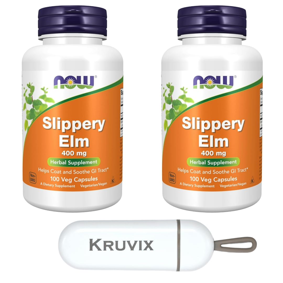 NOW Foods Slippery Elm bottle with capsules for daily use.