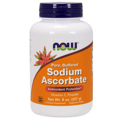 NOW Foods Sodium Ascorbate Powder bottle showcases a pure vitamin C supplement for daily use