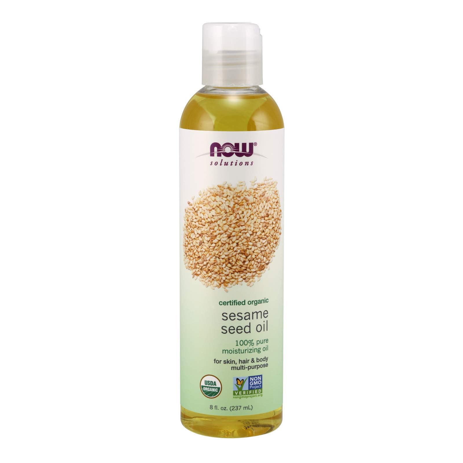 NOW Foods Sesame Seed Oil 8oz bottle for skin and hair hydration