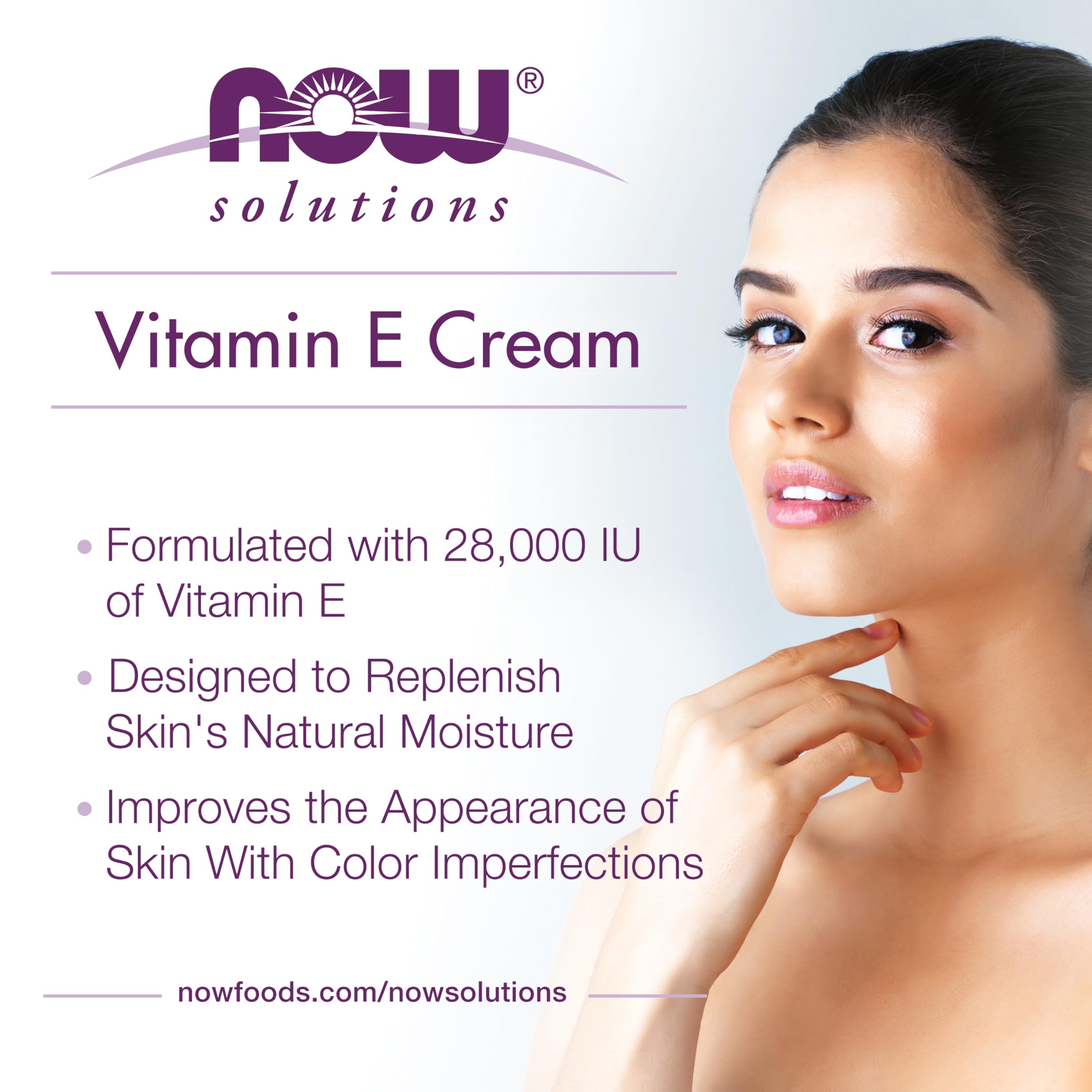 NOW Foods Vitamin E Cream ingredient panel featuring wheat germ oil.