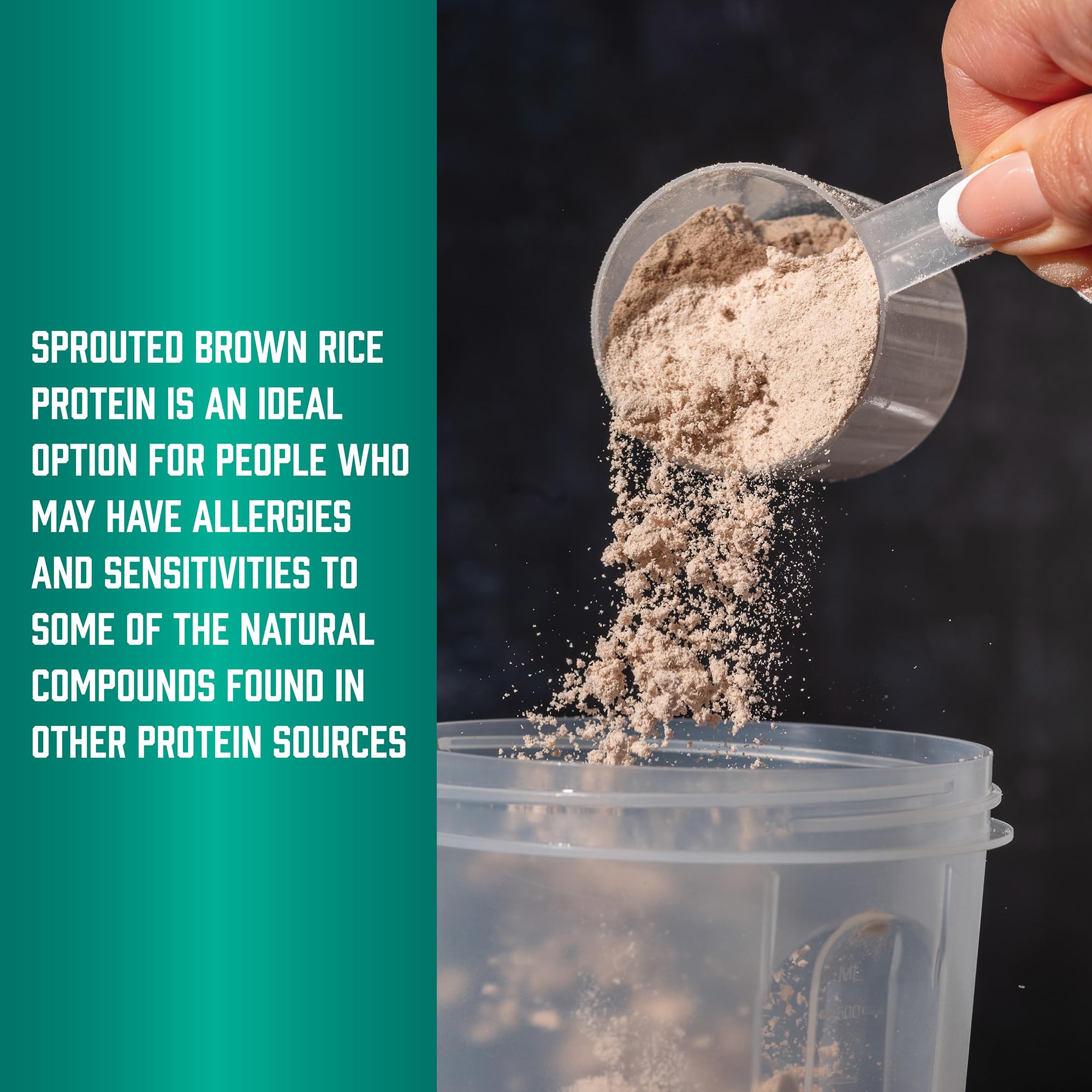NOW Foods Sprouted Brown Rice Protein label highlighting unflavored option.
