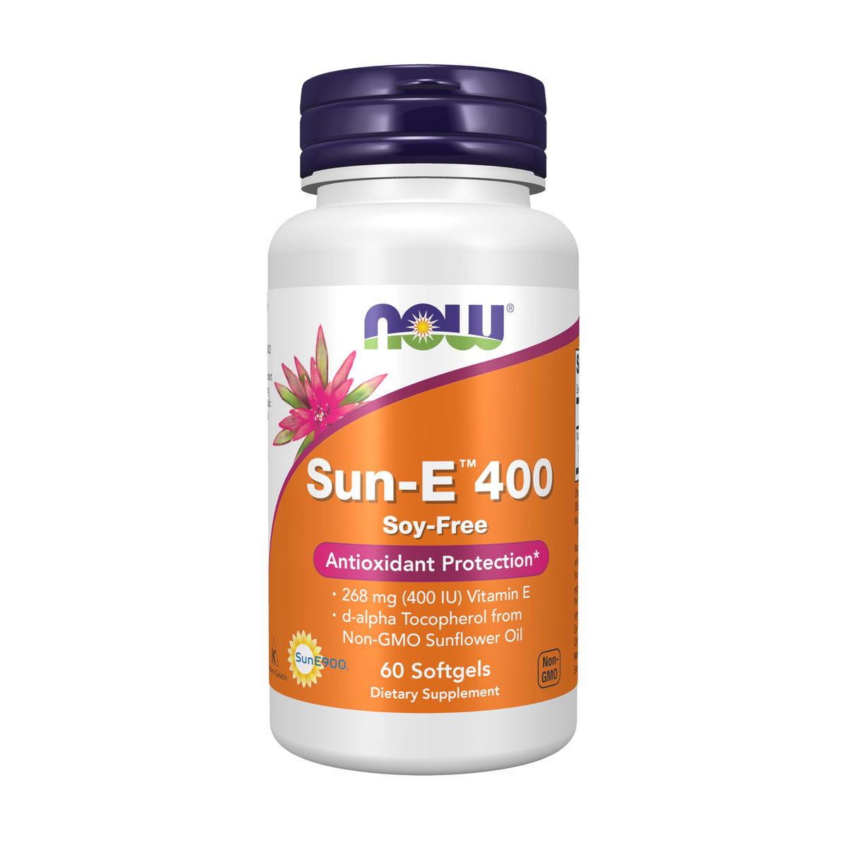 NOW Foods Sun-E 400 softgel bottle for daily antioxidant support.