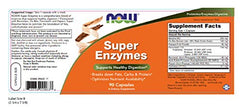 NOW Foods Super Enzymes capsules close-up; helps optimize breakdown of fats, carbs and protein.