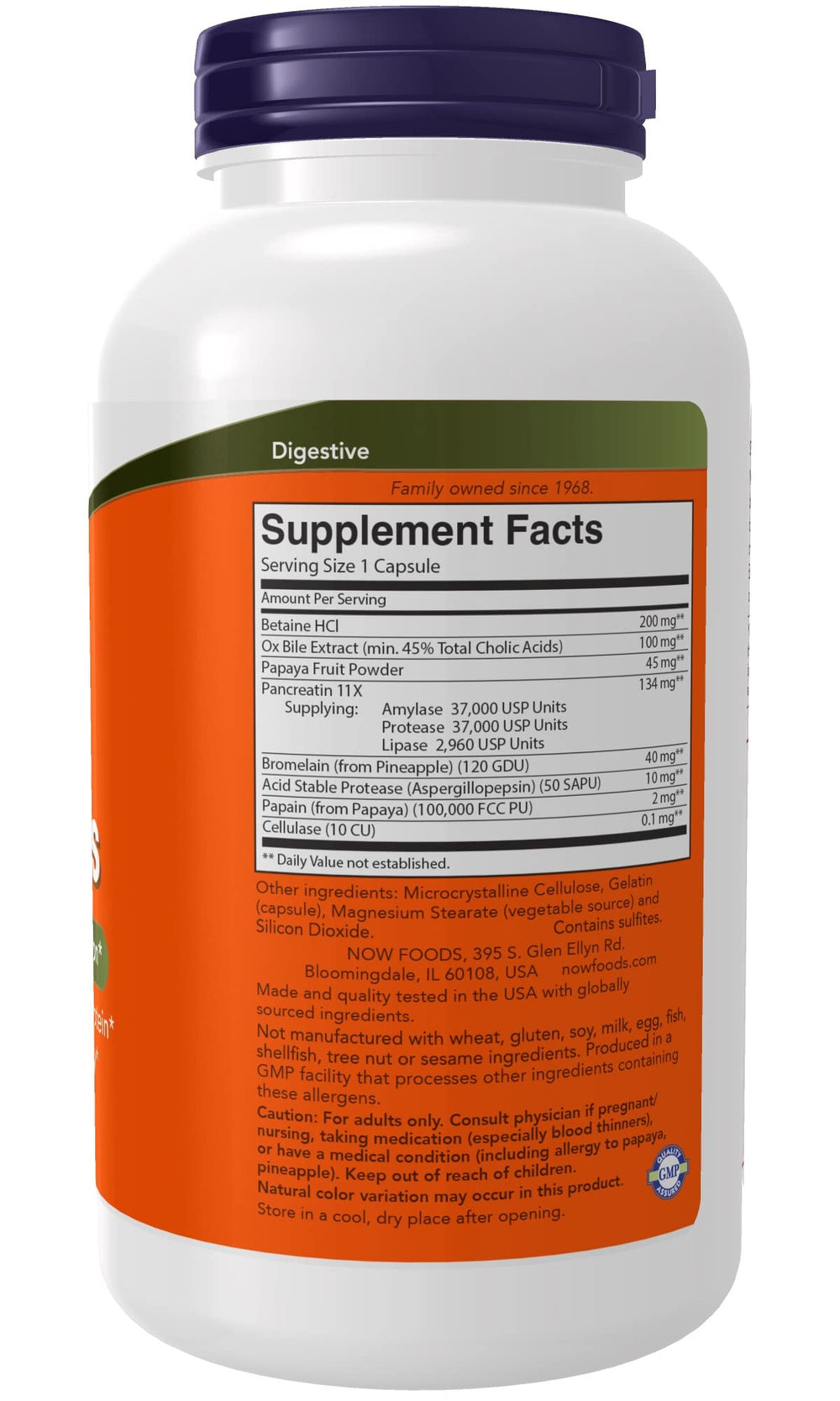 NOW Foods Super Enzymes label detail highlighting enzyme blend.