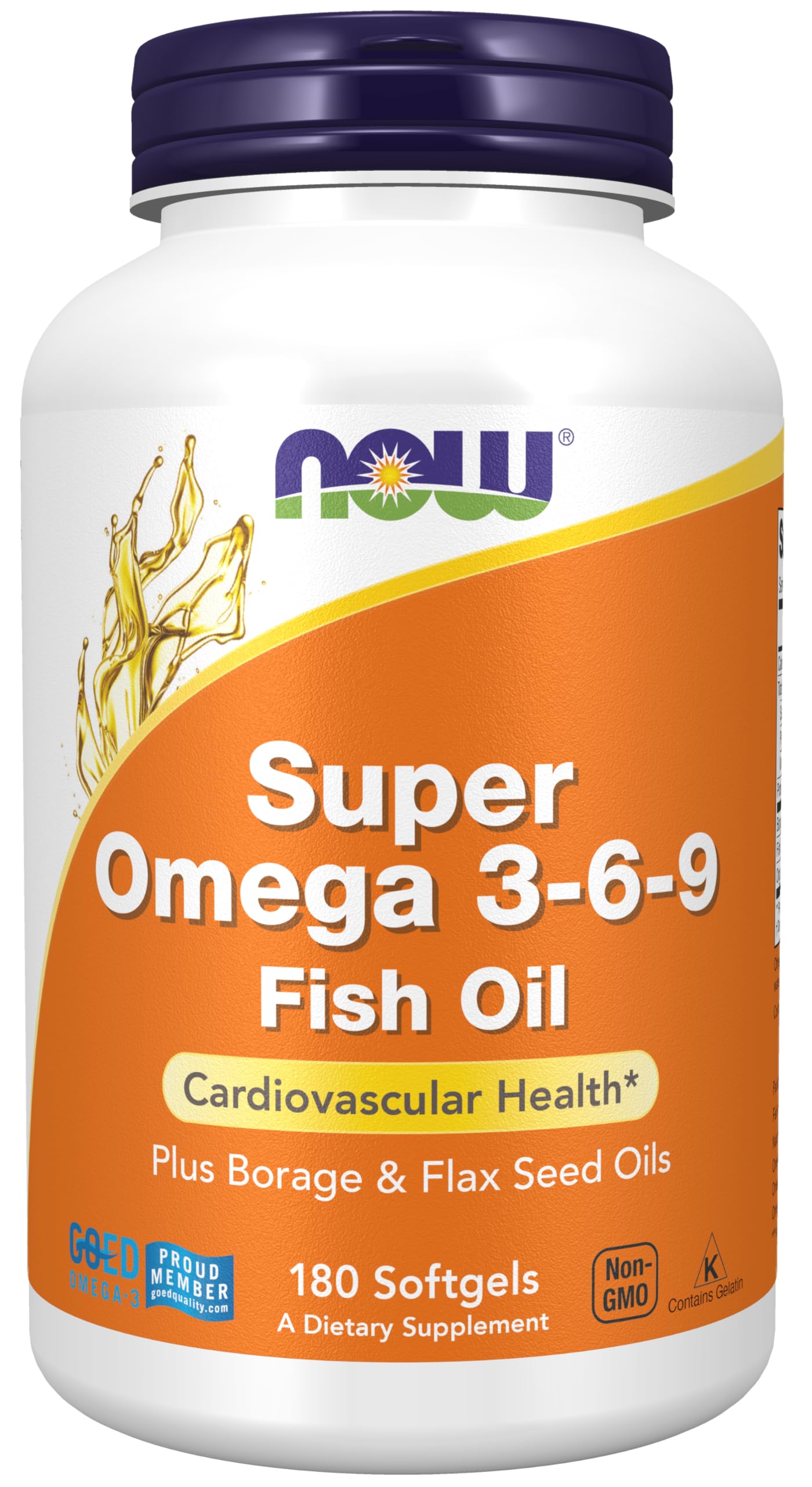 NOW Foods Super Omega 3-6-9 bottle pour supports healthy skin and immune balance.