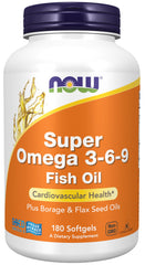 NOW Foods Super Omega 3-6-9 bottle pour supports healthy skin and immune balance.
