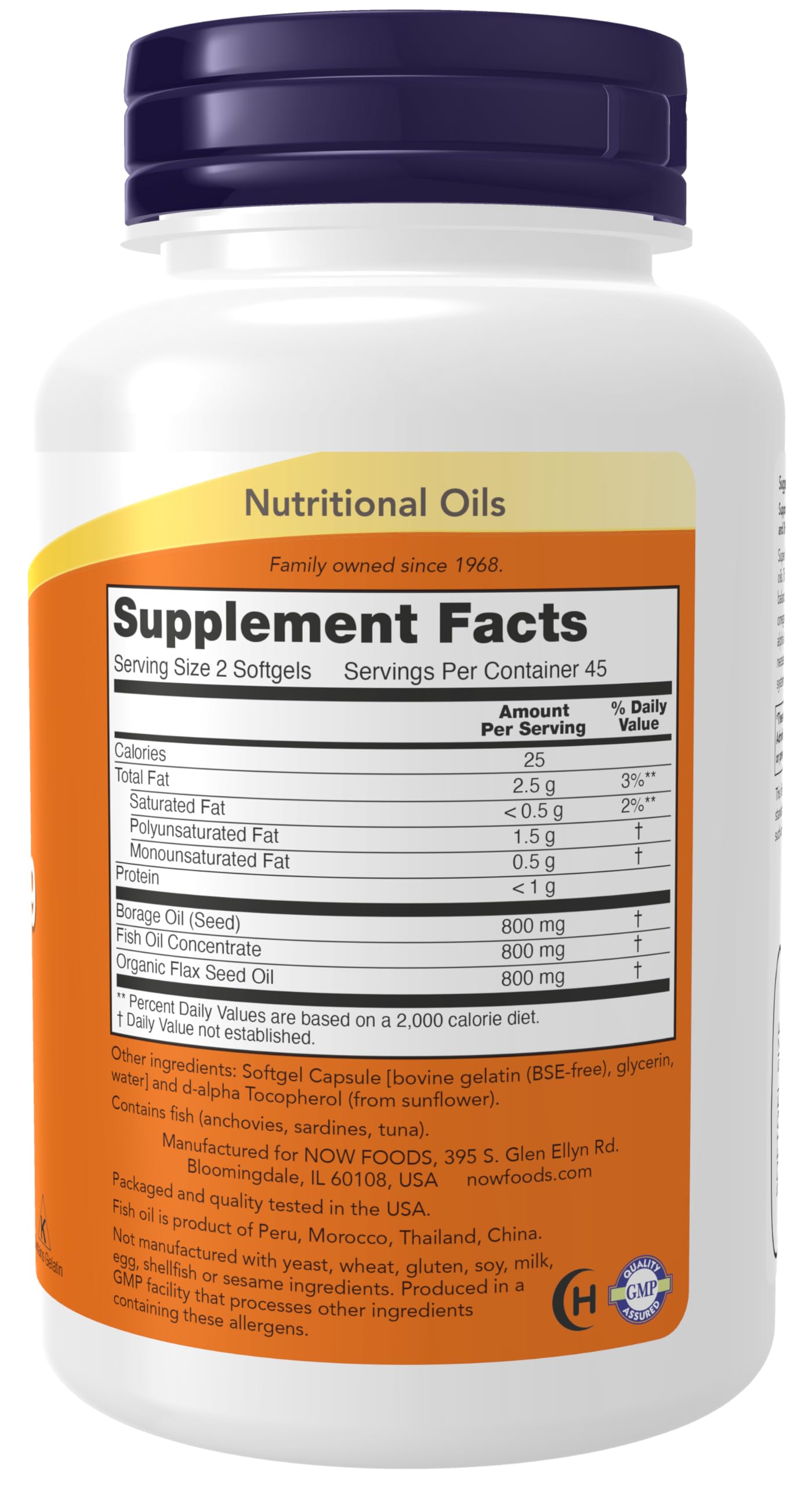 NOW Foods Super Omega 3-6-9 pour showing easy-to-swallow softgels for daily use