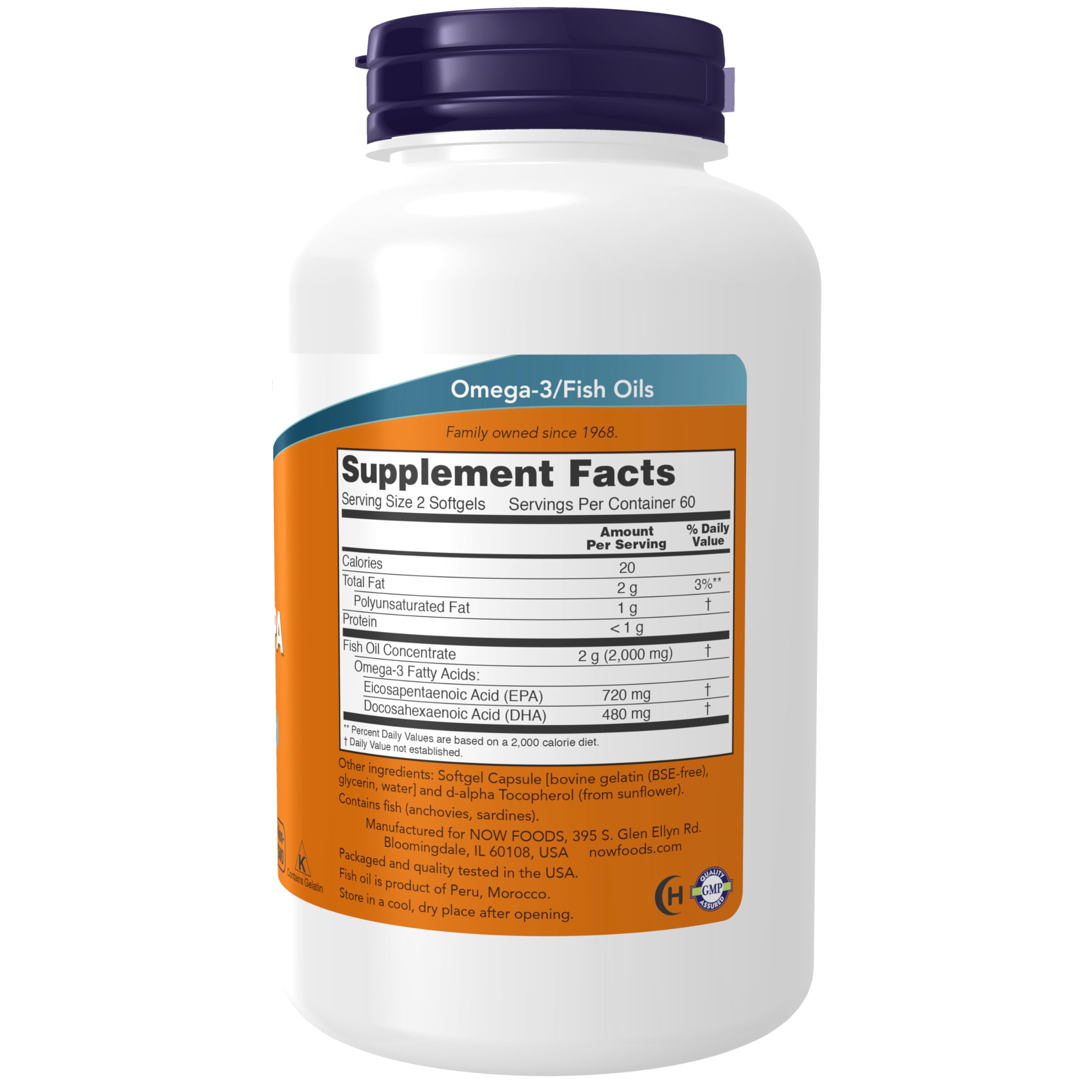 NOW Foods Super Omega EPA softgels close-up highlighting EPA and DHA content