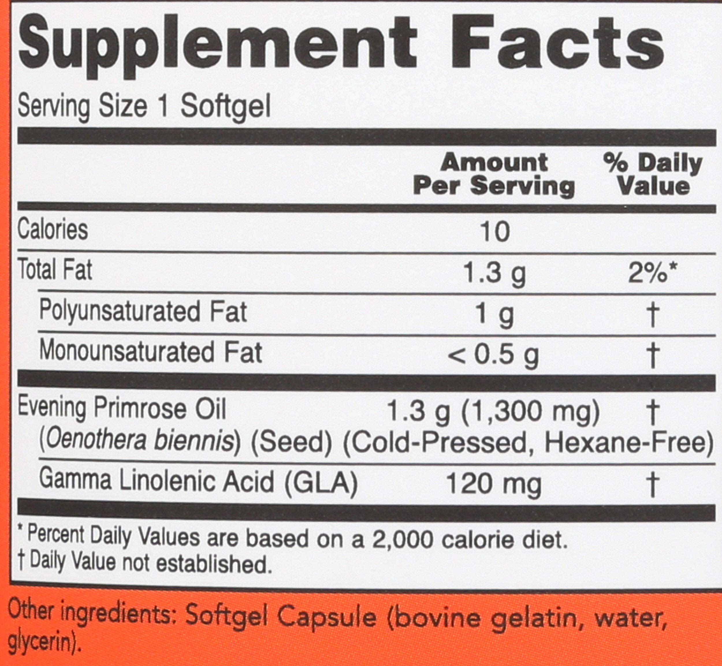 NOW Foods Super Primrose 1300mg label close-up highlighting gluten free and non-GMO