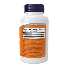 NOW Foods Taurine 500 mg bottle label close-up highlighting visual function potential