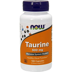 NOW Foods Taurine bottle front shows a trusted supplement for daily nervous system support.