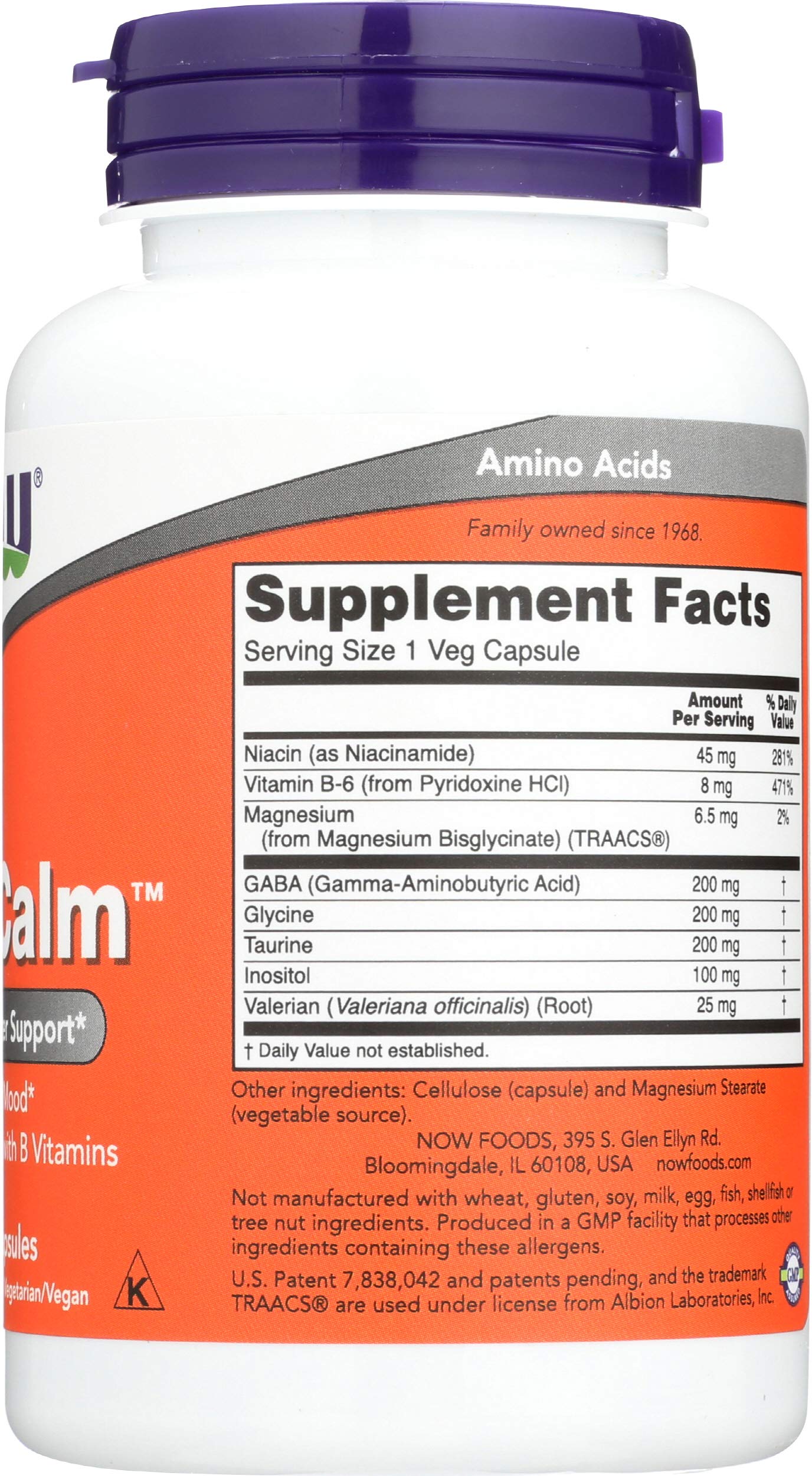 NOW Foods True Calm amino relaxer bottle front showing clean design