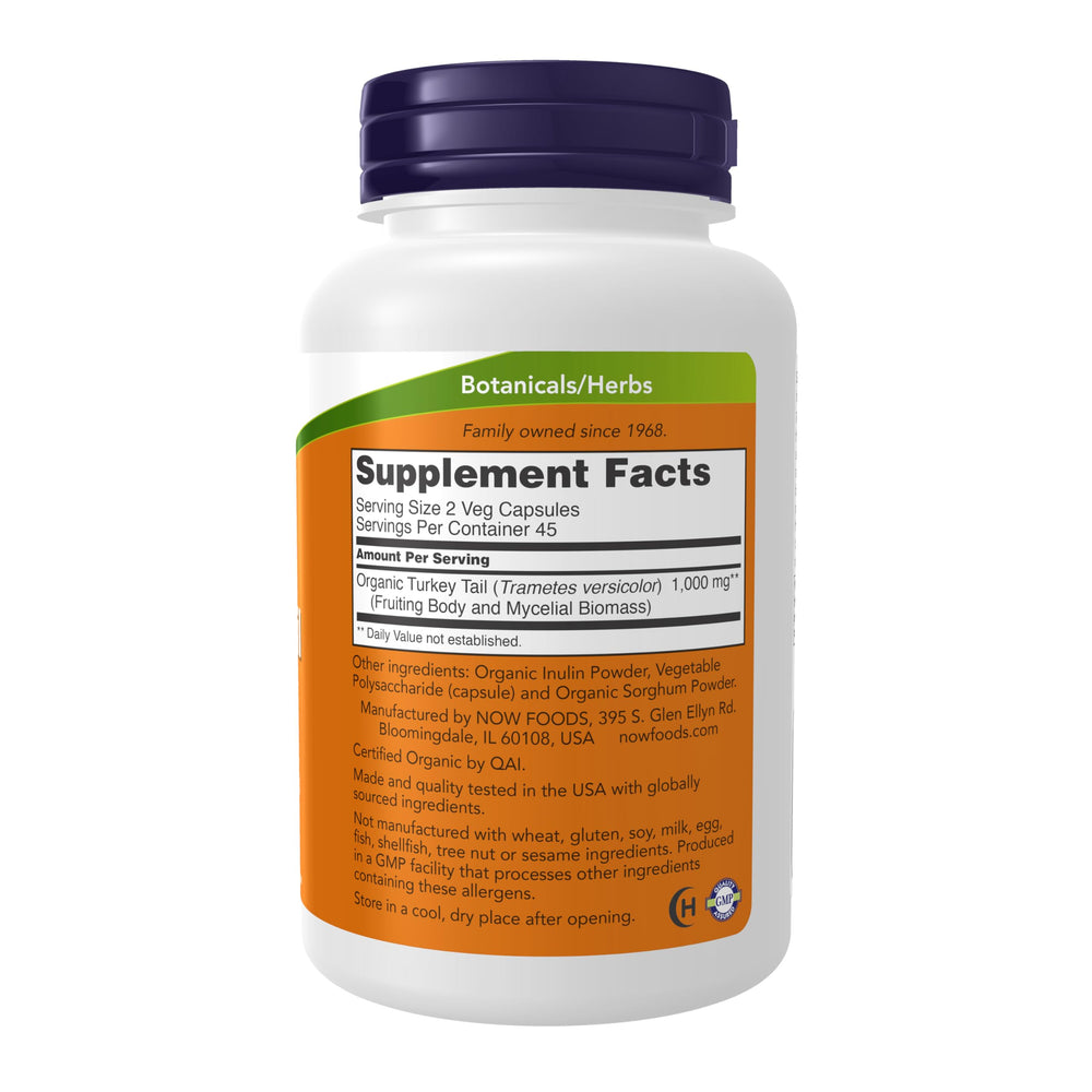 NOW Foods Turkey Tail bottle packaging for an organized daily routine.