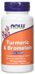 NOW Foods Turmeric & Bromelain capsules in bottle suggesting joint support.