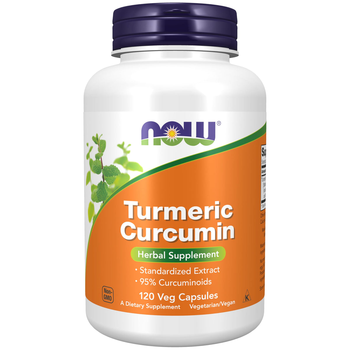NOW Foods Turmeric Curcumin bottle for daily antioxidant support.