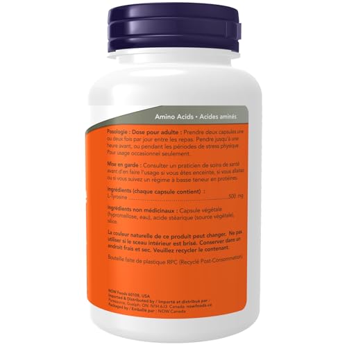 NOW Foods L-Tyrosine serving size panel details 500 mg per capsule