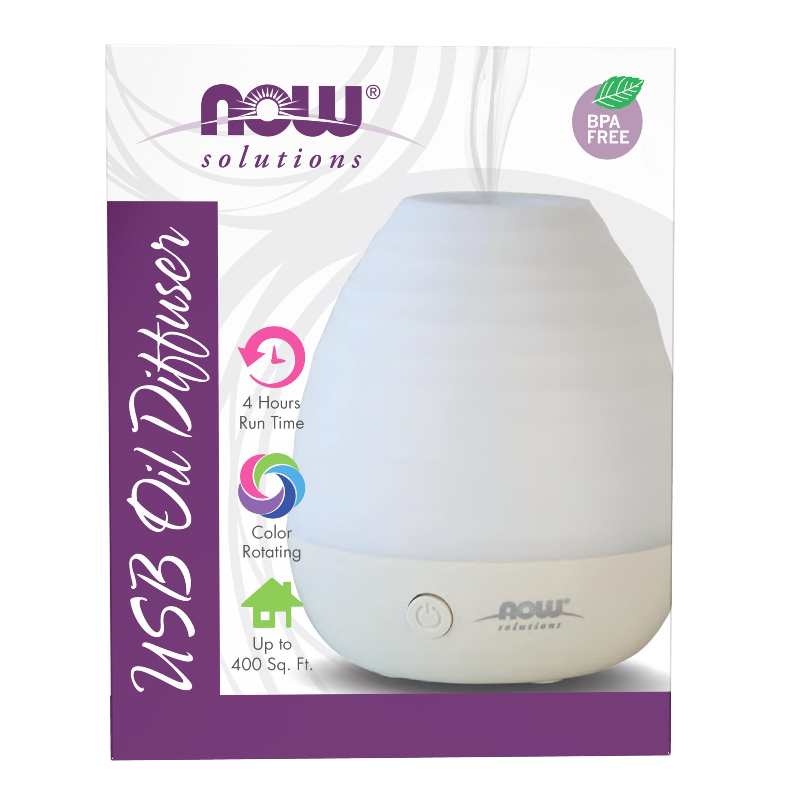 NOW Foods ultrasonic USB diffuser close-up mist for portable aromatherapy