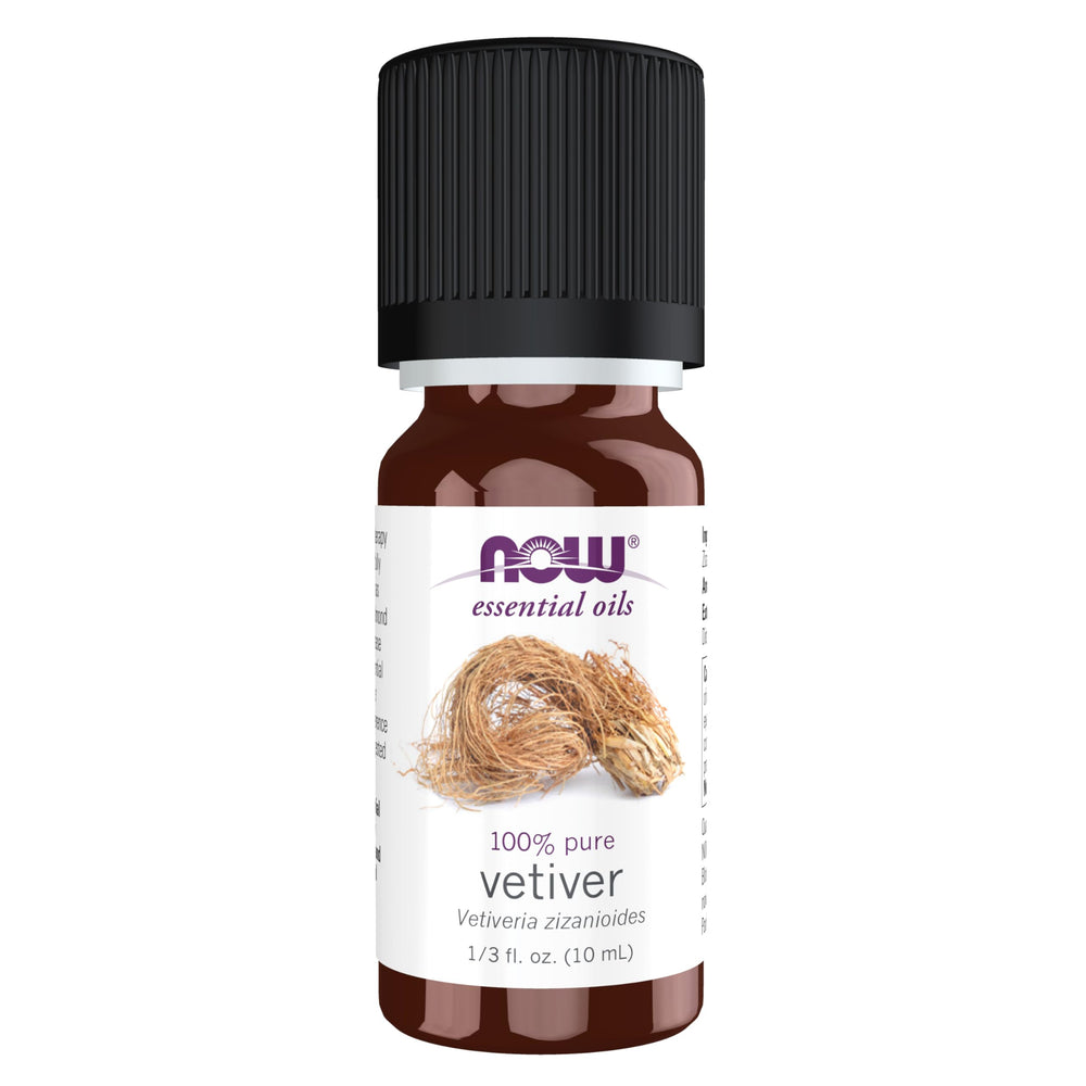 NOW Foods Vetiver oil offers a grounding aroma for a calming diffuser experience.