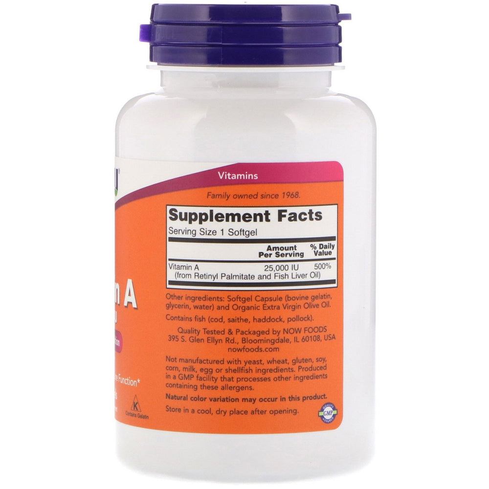 NOW Foods Vitamin A softgels capsules for daily immune and eye health support