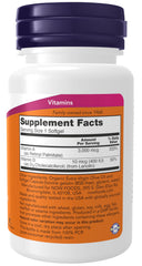 Closeup of NOW Foods label showing 10,000 IU vitamin A and 400 IU vitamin D