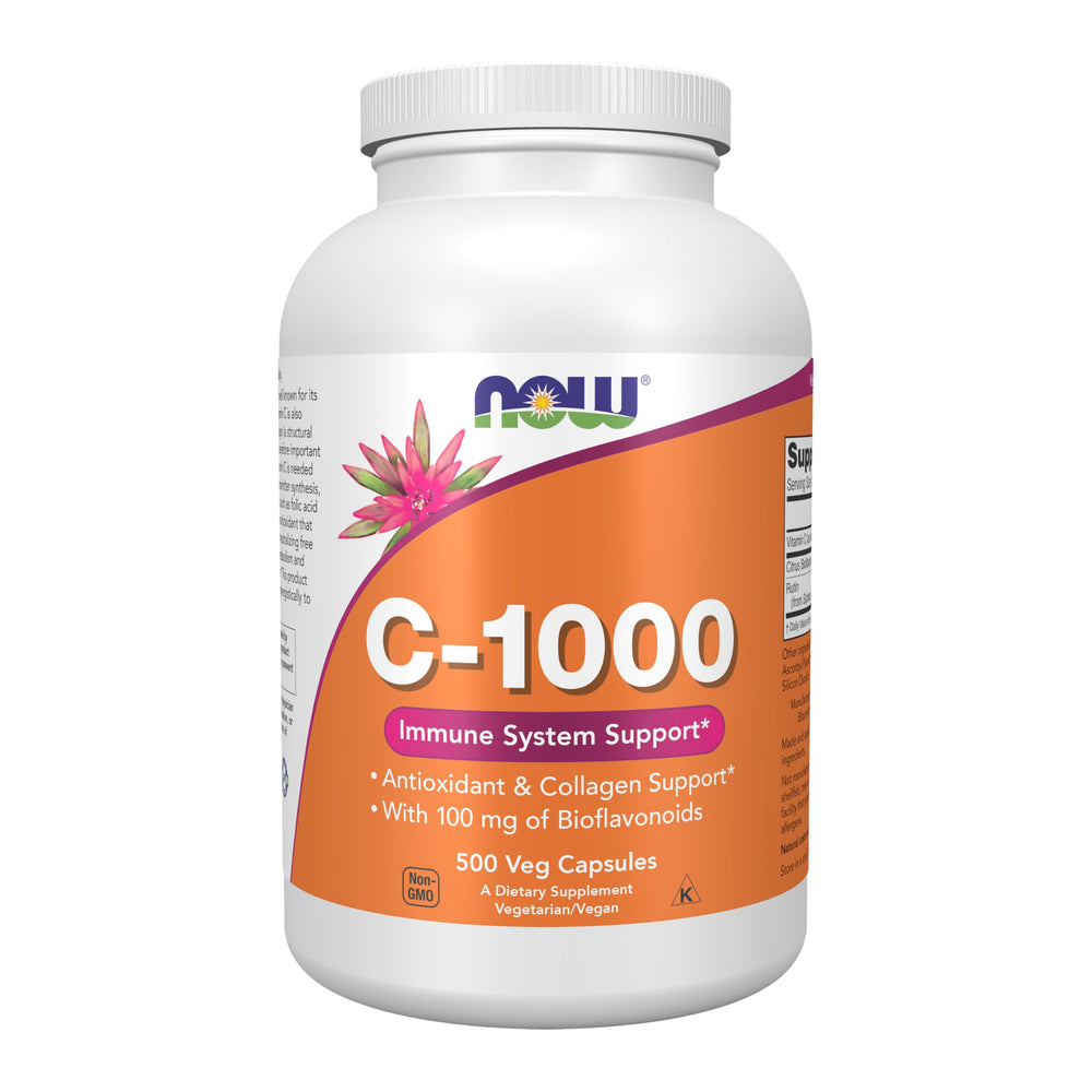 NOW Foods Vitamin C-1000 bottle front with bioflavonoids for immune support