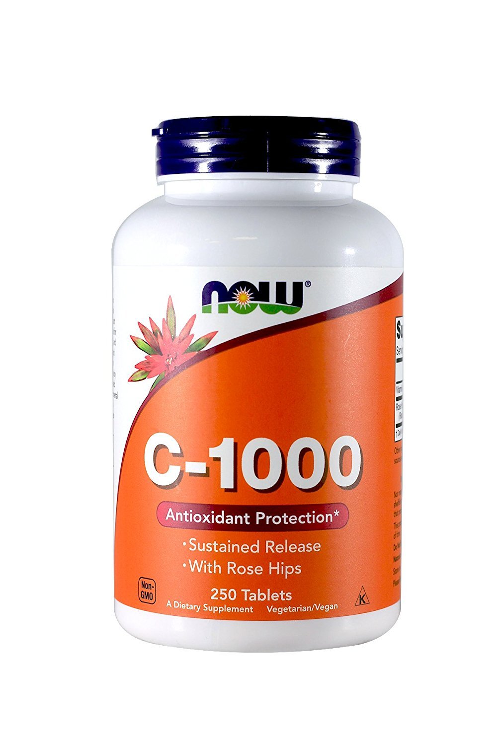 NOW Foods Vitamin C-1000 sustained release bottle with rose hips for daily immune support.