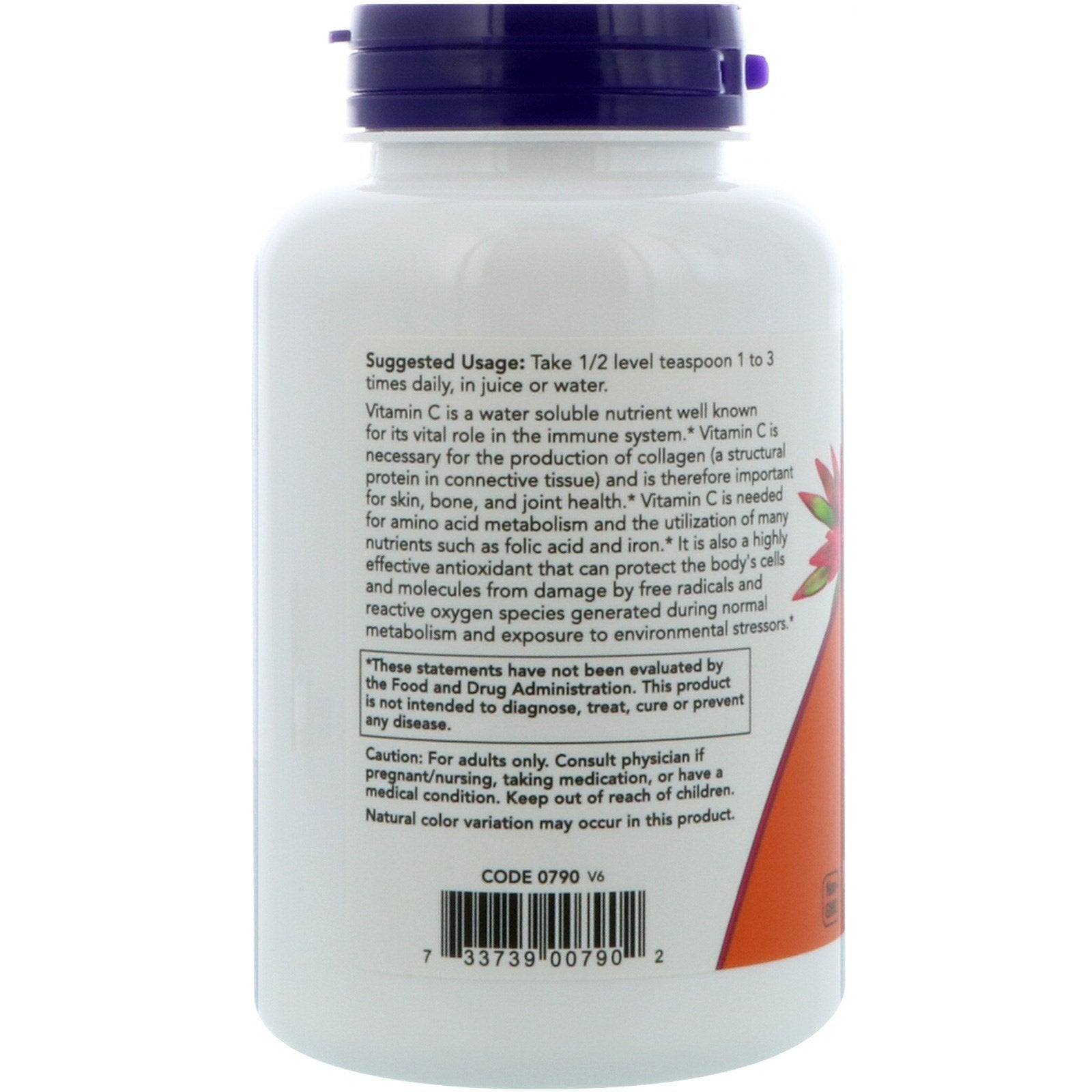NOW Foods Vitamin C Crystals two-pack packaging on shelf, easy to store