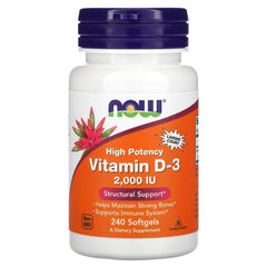 NOW Foods Vitamin D-3 bottle label shows non-GMO and kosher gelatin benefits.