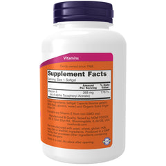NOW Foods Vitamin E-400 IU softgels for convenient daily supplementation.