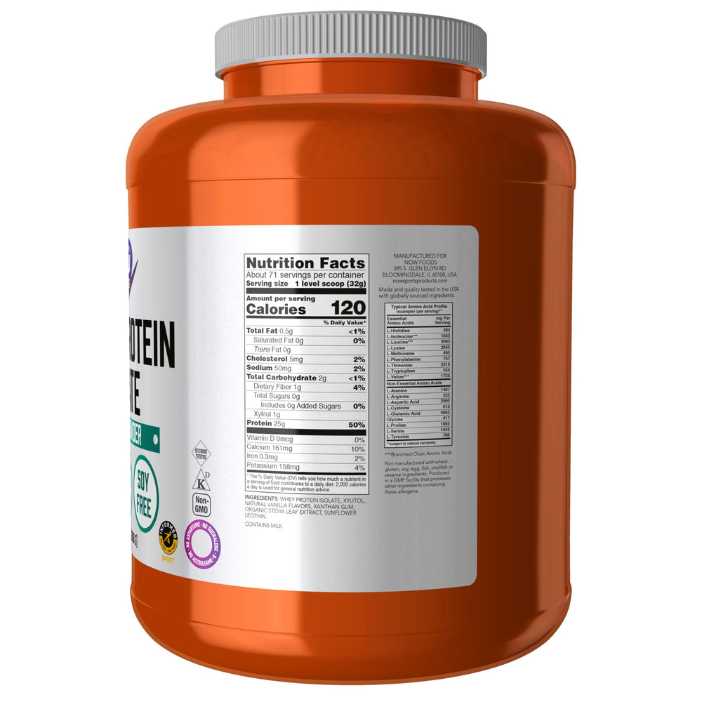 NOW Foods Whey Protein Isolate with BCAAs graphic highlighting amino acids