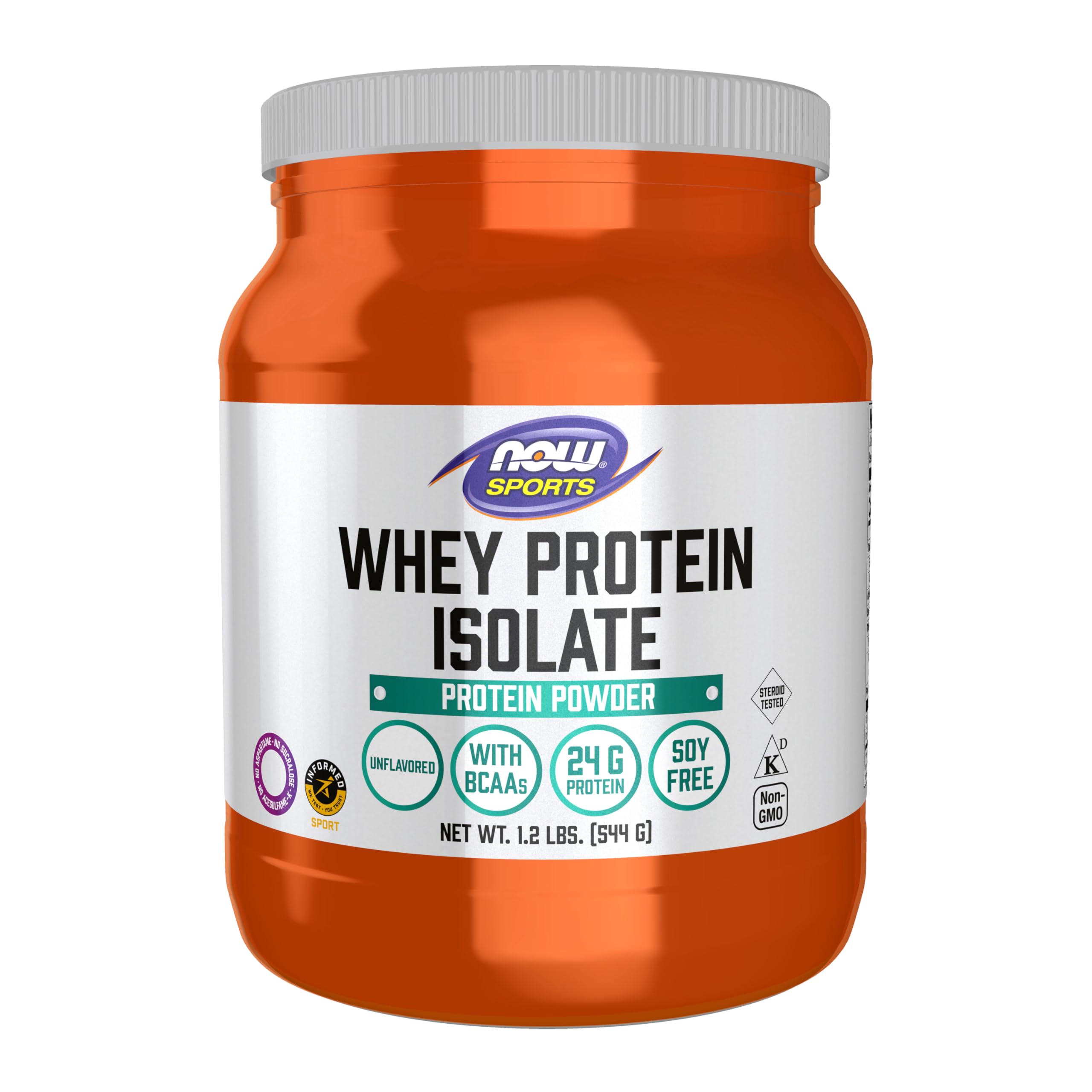 NOW Foods Whey Protein Isolate with BCAAs: scoop view for post-workout fueling.