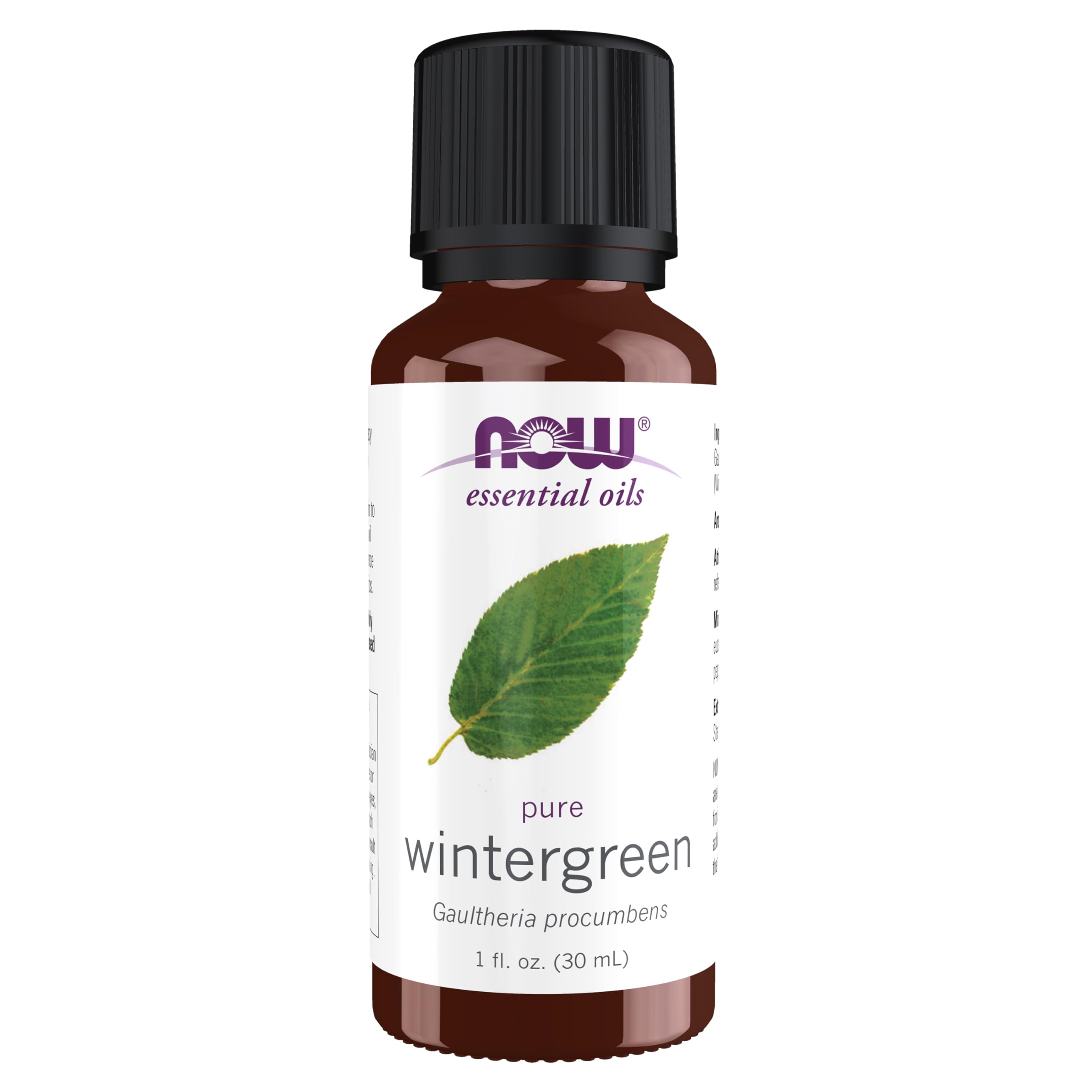 NOW Foods Wintergreen Oil bottle for uplifting aromatherapy and refreshing room scent