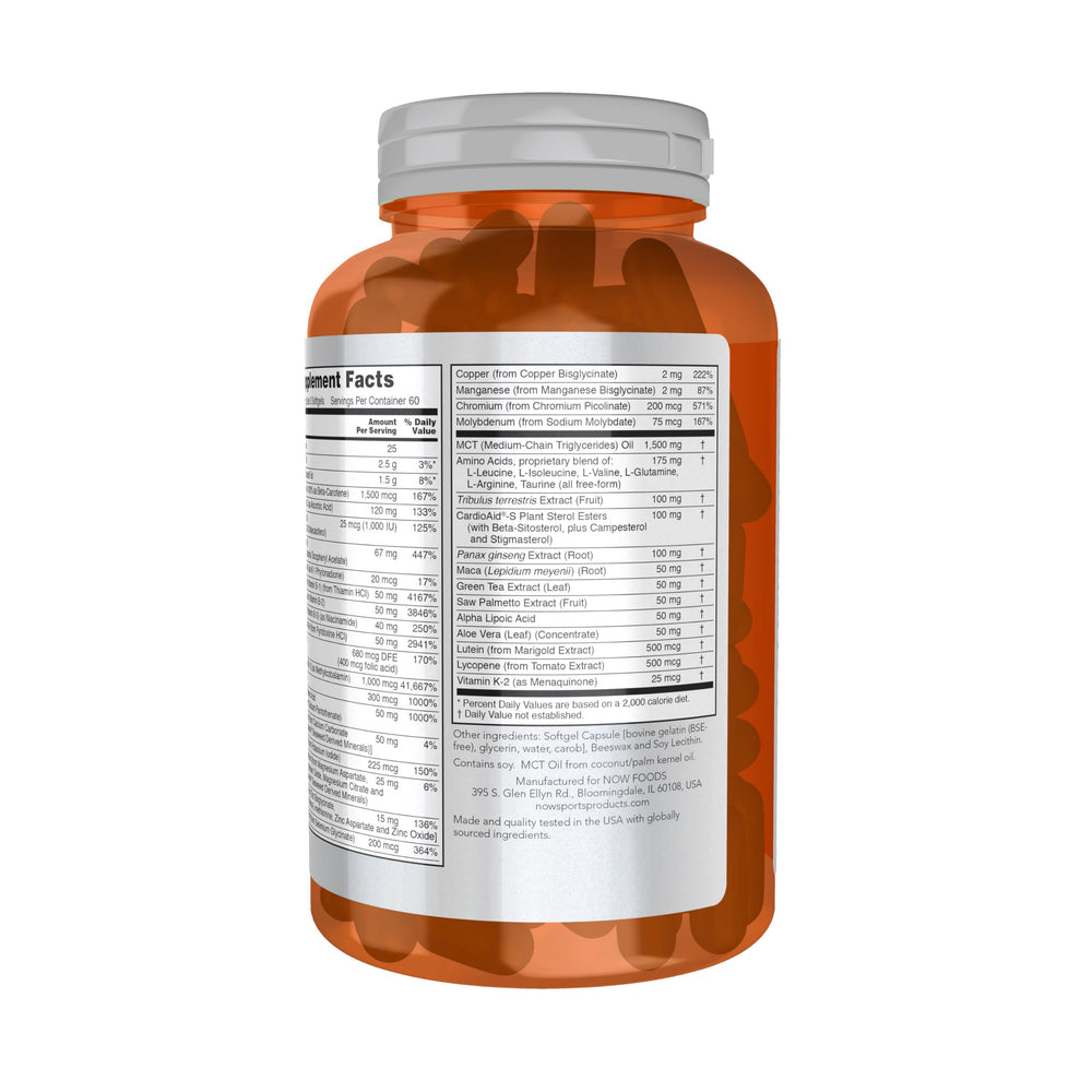 NOW Foods ZMA capsule bottle emphasizing mineral blend for nighttime recovery support.