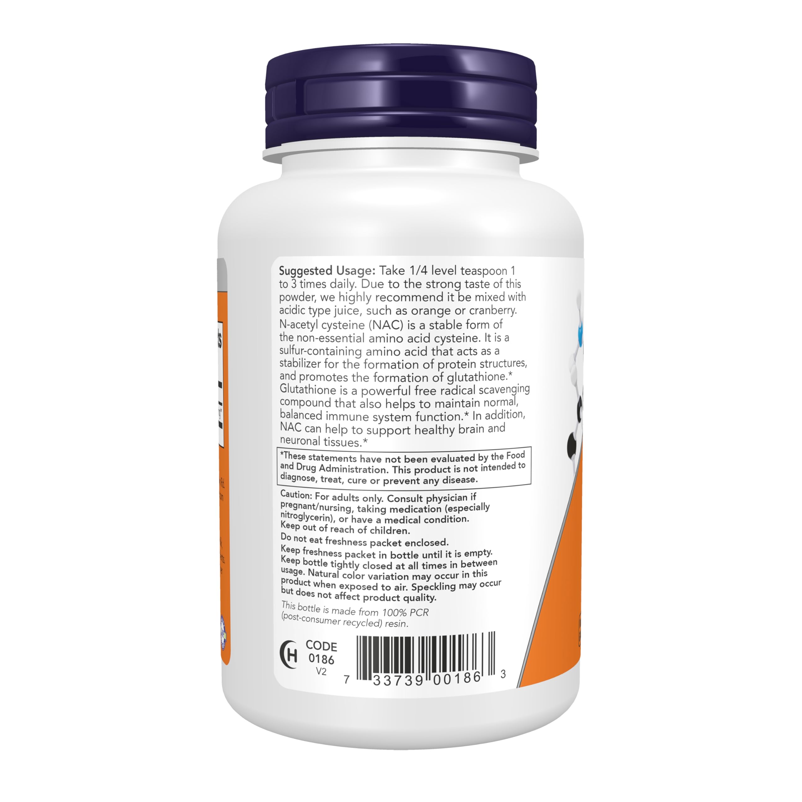 NOW Foods NAC label closeup confirms product details and quality assurance.
