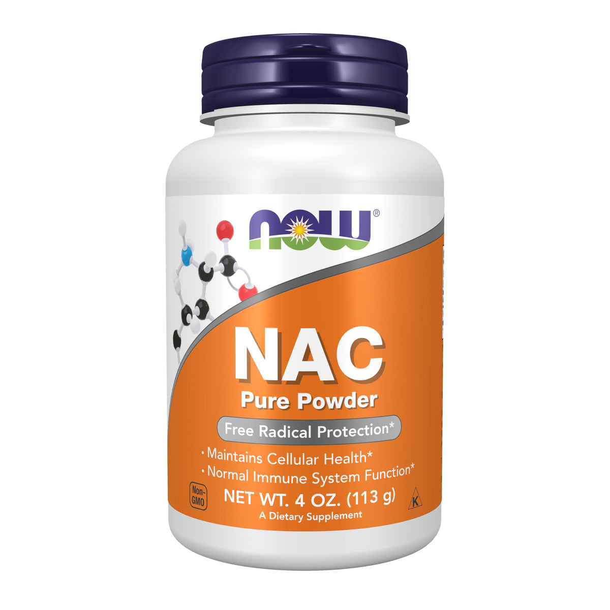 NOW Foods NAC powder bottle shows easy daily use for potential immune support.