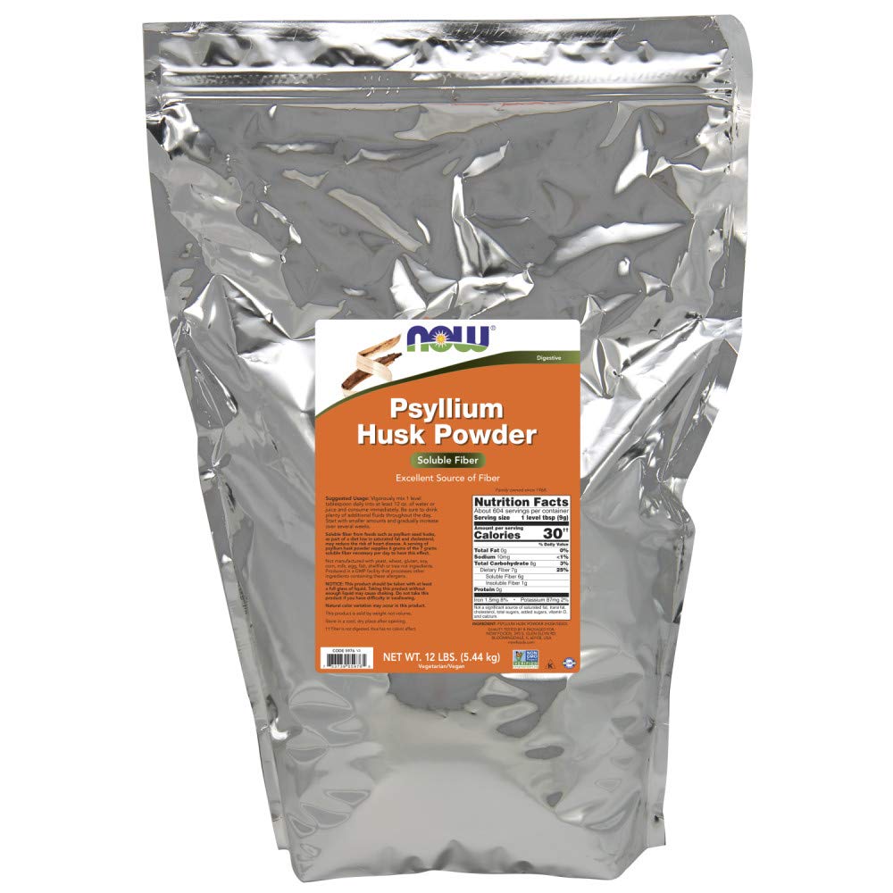 NOW Foods psyllium husk powder bottle front for daily fiber support