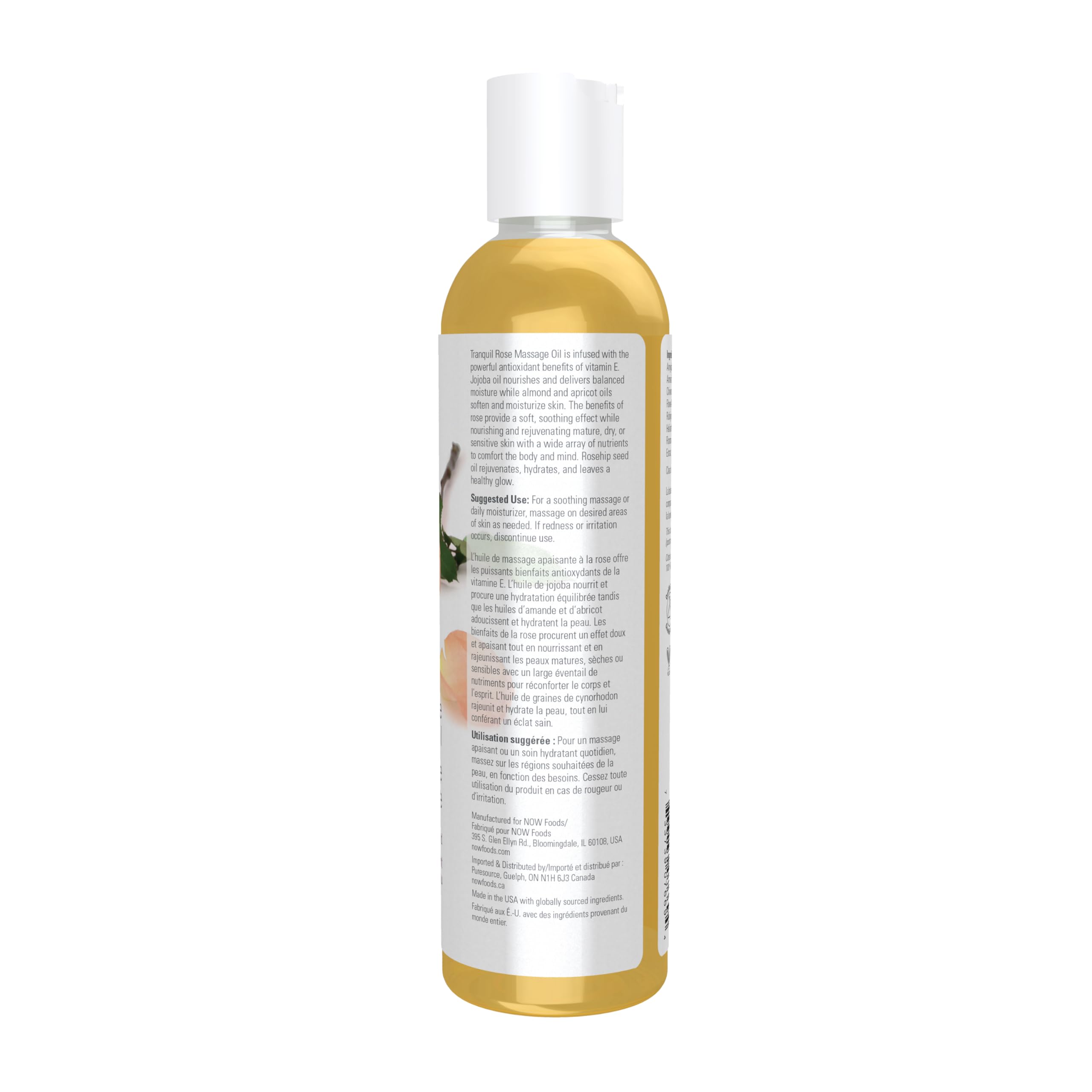 NOW Foods Tranquil Rose Massage Oil application demonstrates deep moisturizing for the skin.