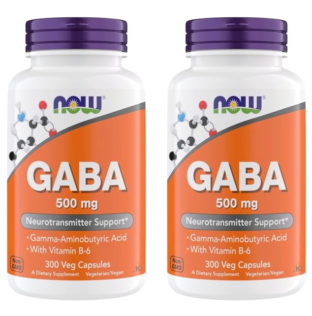 NOW Foods GABA capsules bottle supports relaxation and balanced mood.