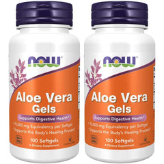 NOW Foods Aloe Vera 2-pack bottle front for daily wellness and convenience