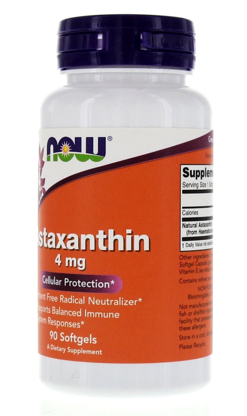 NOW Foods Astaxanthin 4mg cap-closeup showing capsule texture for easy intake.