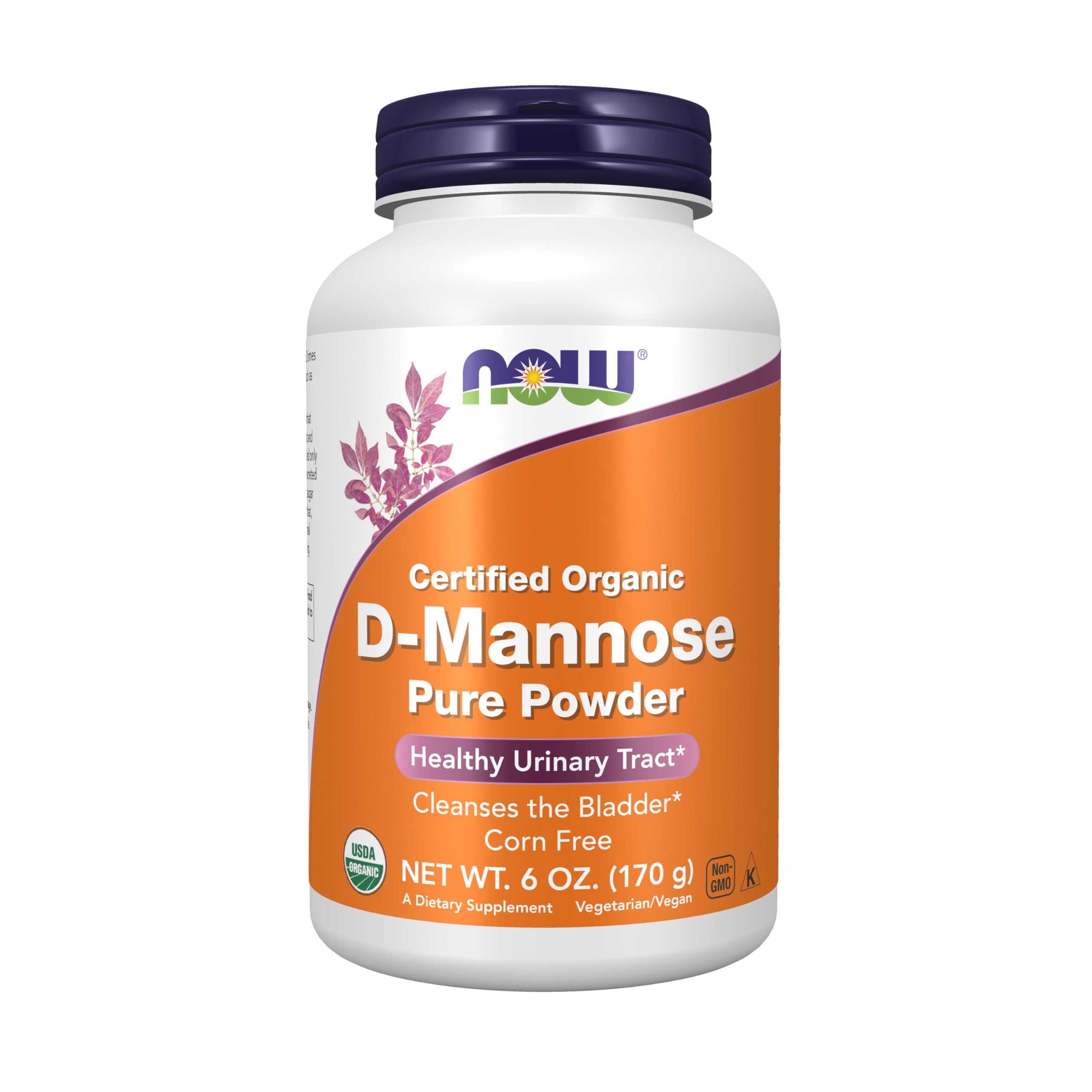 NOW Foods D-Mannose powder bottle for convenient urinary tract support.
